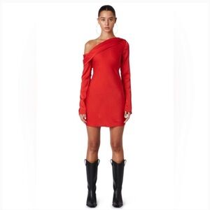 Chic One-Shoulder Red Dress